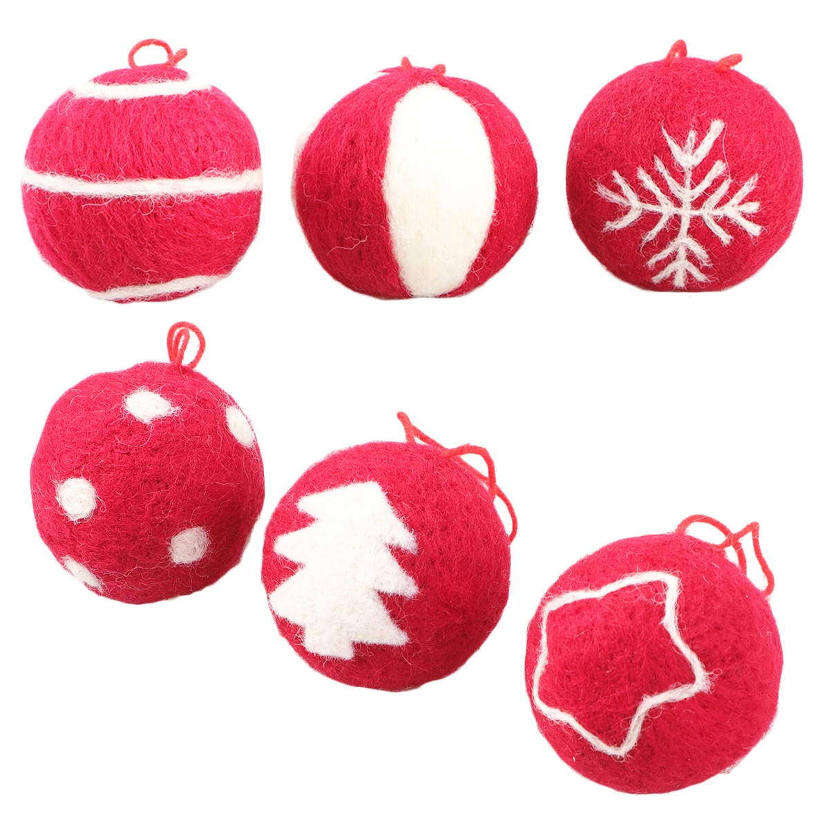 

6Pcs Wool Ball Hanging Ornaments Colorful Xmas Decoration Christmas Tree Pendant for Home Shop Cafe Yard Christmas Pendant