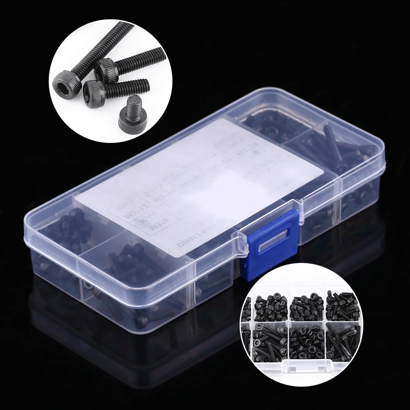 280Pcs/Box M3 Cap Head Hex Socket Bolt Screw Nut Machine Fastener Assortment Set For Machinery Furniture