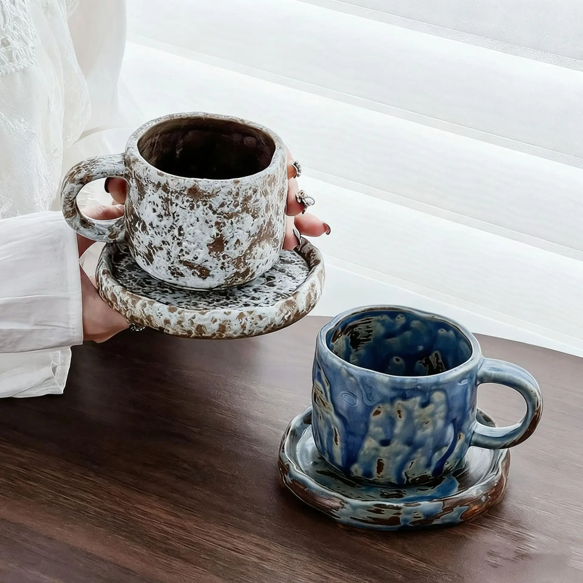European Starry Sky Coffee Mug Retro Ceramic Cup Creative Handmade Tea Cup Unique Design