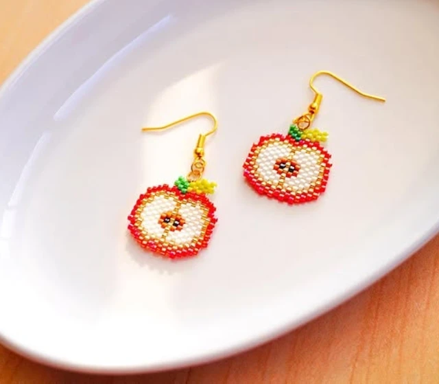 

Rice bead earrings Fruit Originality Ice cream Bohemia Design Alloy Hand knitting Female Fashion Simple Beaded earrings