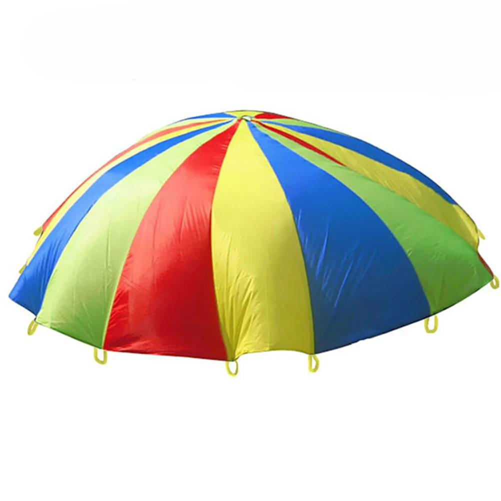 1.1/3 Meter Children Parachute Toy Multiple People Outdoor Camping Rainbow Umbrella Parachute Toy Jump-Sack Teamwork Game Toy