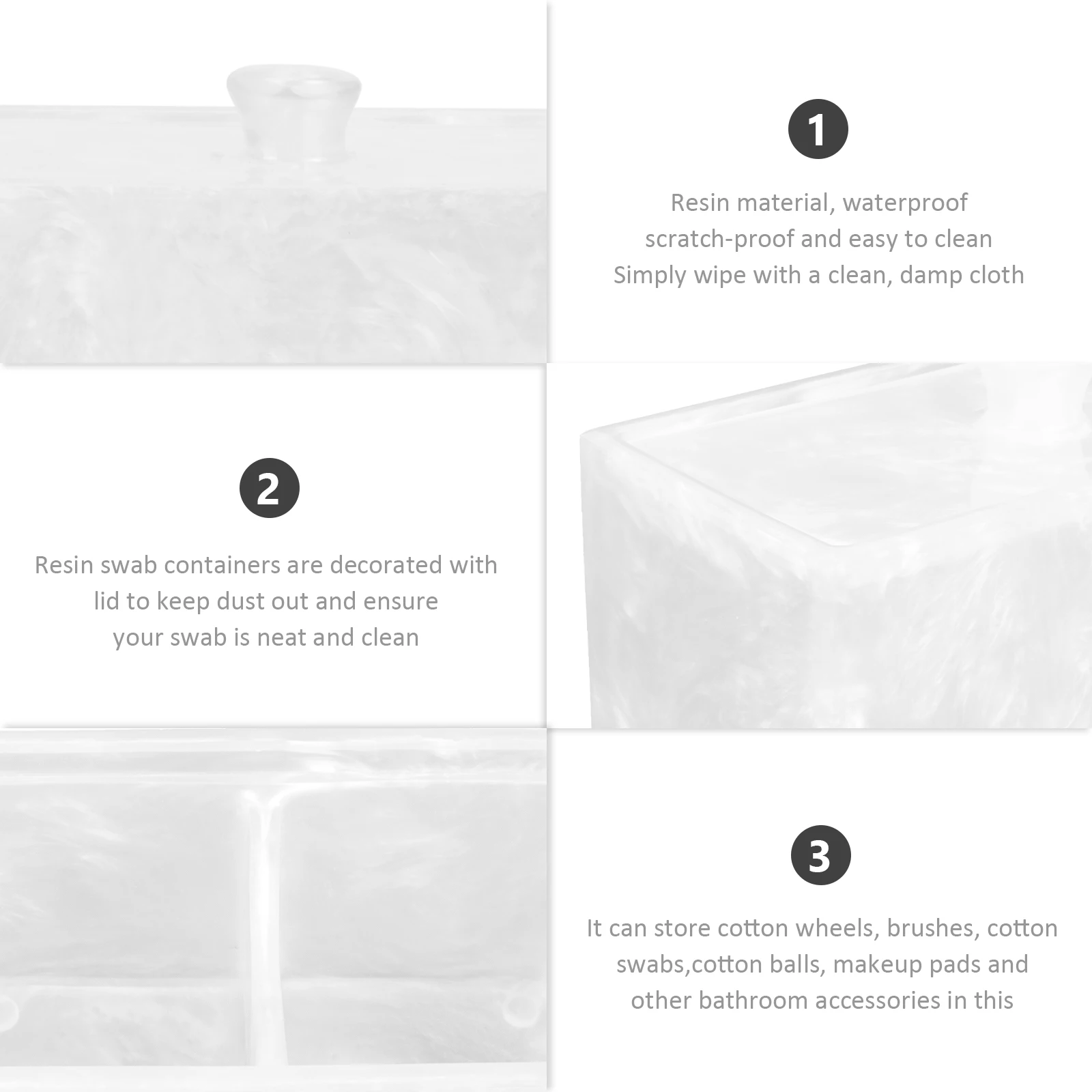 

Storage Box Cotton Swab Organizer Pad Container White Travel Jar Lid Detachable Divider Swabs Balls Rounds Tidy Space