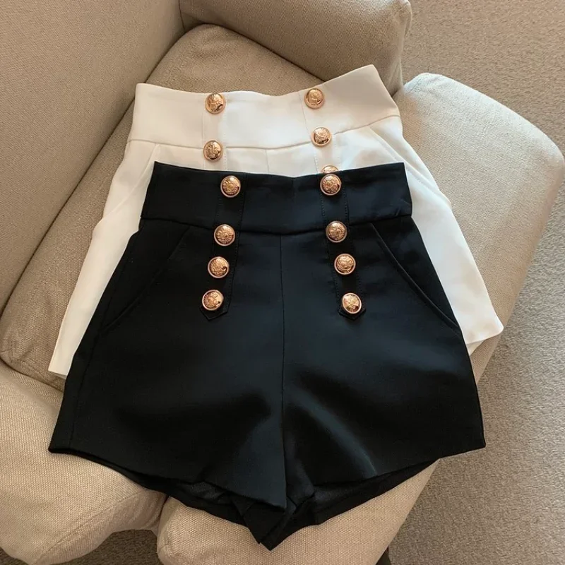 

Shorts Femininas Black Suit New Double Breasted Wide Leg Hot Casual Wild Outwear for Women Pantalones
