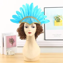 Feather Headdress Head-mounted Colorful Carnival Costume Adjustable Colorful Headwear Fancy Dress Party Children's Day