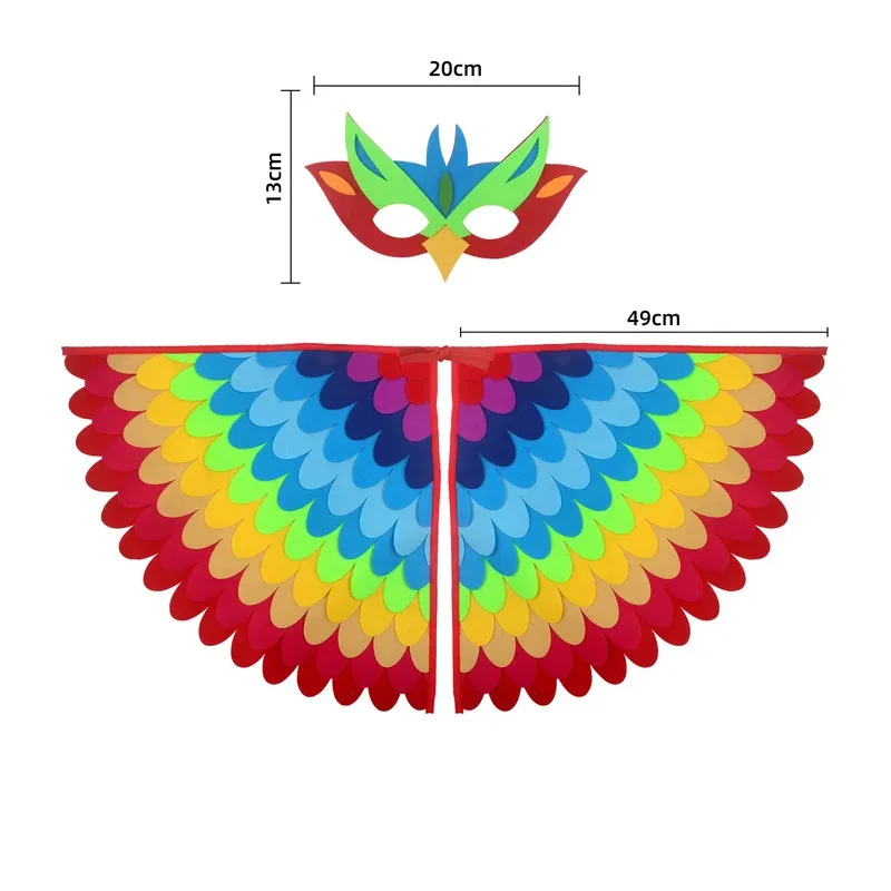 Sky02 Kinder Eulenflügel Kostüm Tiere Pfau Filzumhang mit Maske für Kinder Jungen Mädchen Bühnenaufführung Halloween Party88Li