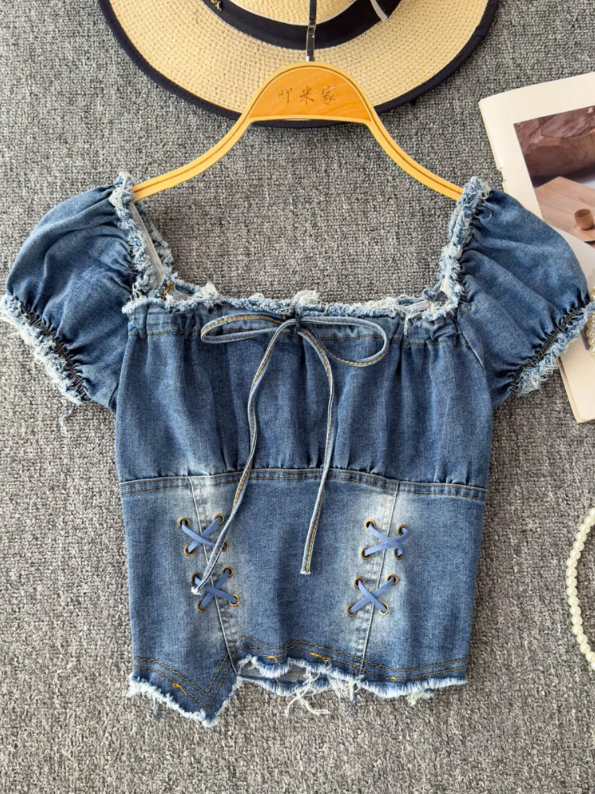 

Faionable Bubble Sve irt Women's Slim Fit Jeans Sle Belted Frayed Spring Autumn New Arrival Commute Sle ort...