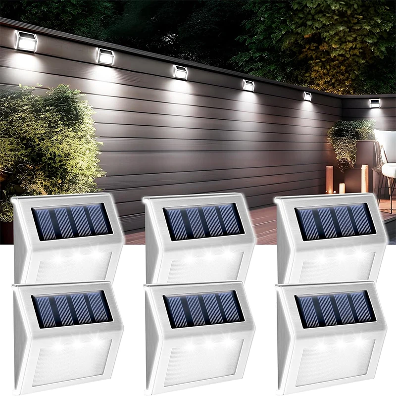 1-5Pack Solar Step Lights, 3 LED Outdoor Deck Lighting, Stainless Steel Waterproof for Stairs, Pathway, Walkway, Garden