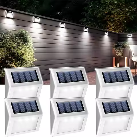 5 Pack Solar Step Lights, 3 LED Outdoor Deck Lighting, Stainless Steel Waterproof for Stairs, Pathway, Walkway, Garden