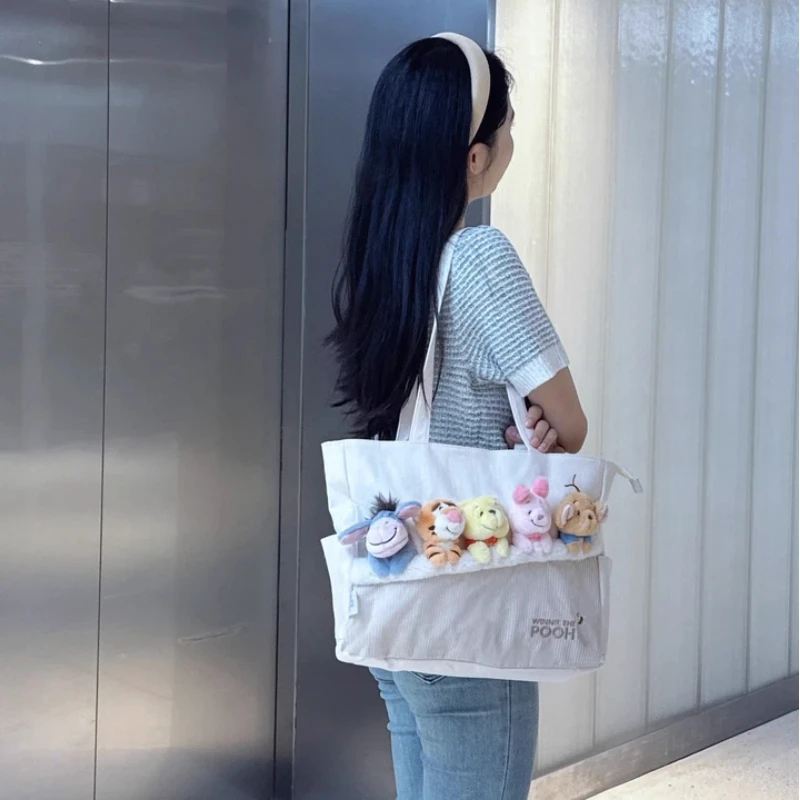 

Официальная лицензионная сумка-тоут Potdemiel Disney с Винни-Пухом и Зоотопией, из вельвета и холщовой ткани, для ноутбука, на плечо, для женщин и девочек, в подарок