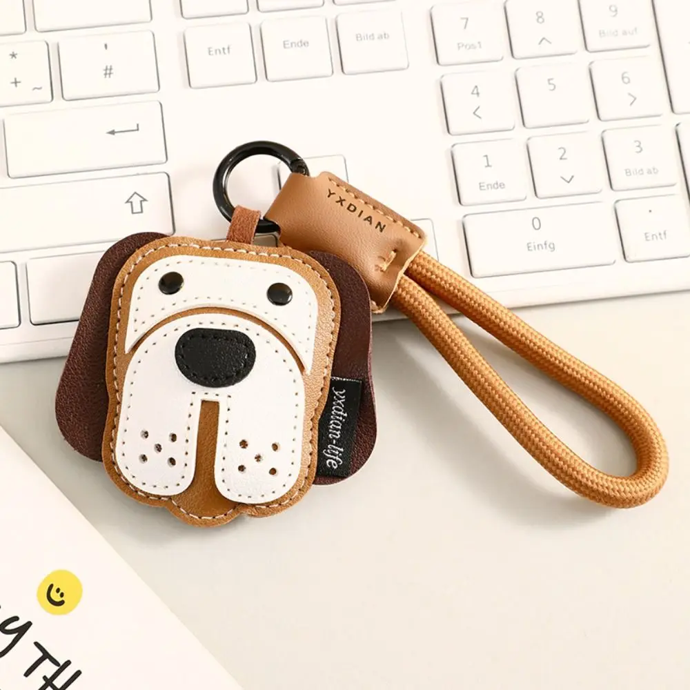 Lovely Cat Leather Dog Pendant Hanger Animals Pu Leather Puppy Keychain Fashion Creative Bag Pendant Car Accessory