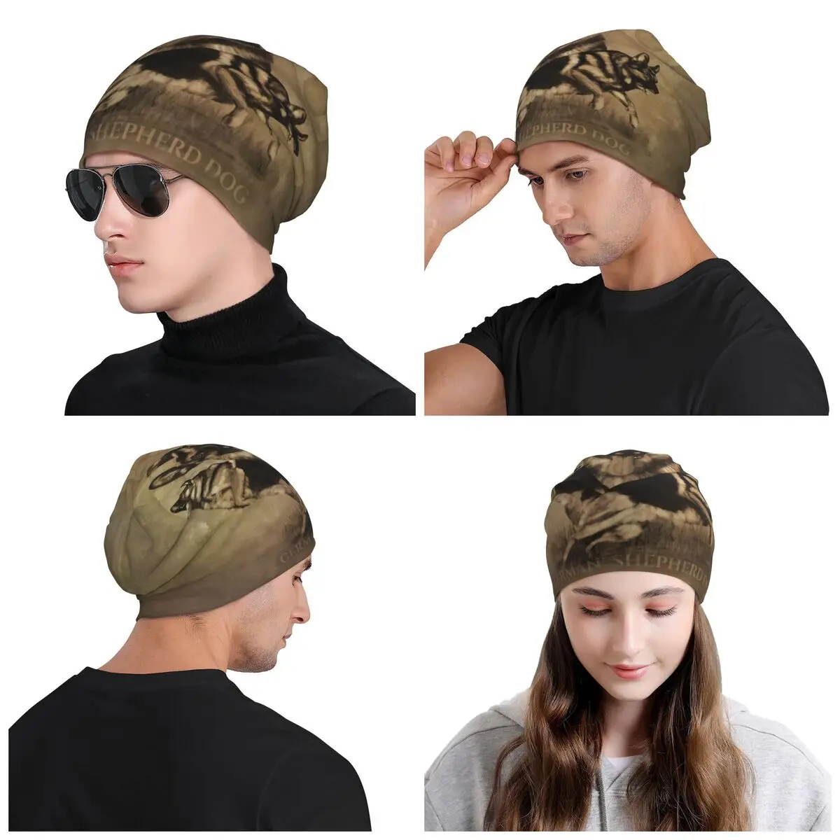 German Shepherd Dog GSD Collage Bonnet Hats Cool Knitted Hat For Men Women Winter Warm Animal Skullies Beanies Caps