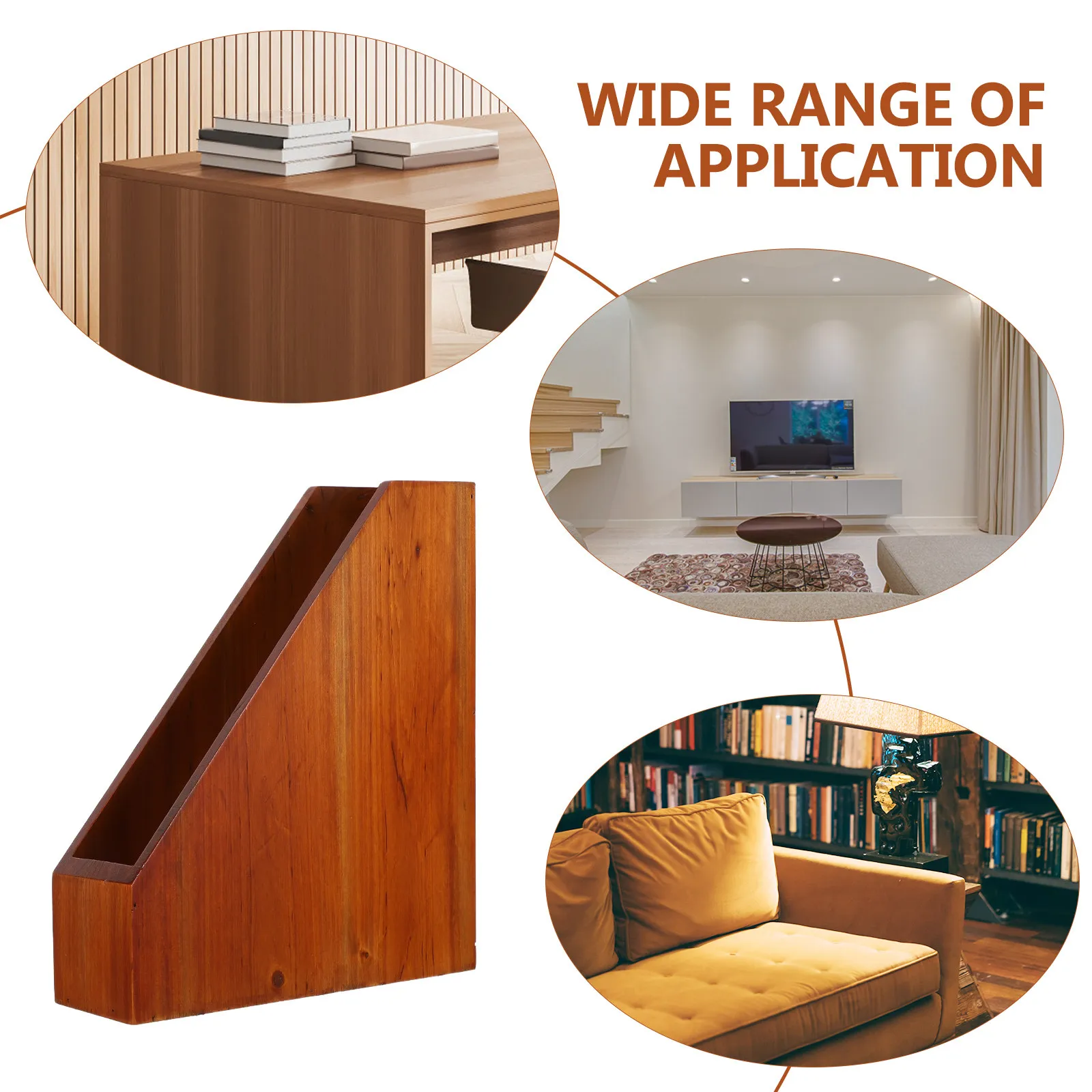 Wooden Rustic Desktop File Holder Bookshelf Organizer Sturdy Binder Support for Office Desk Paper Document Magazine Storage Rack