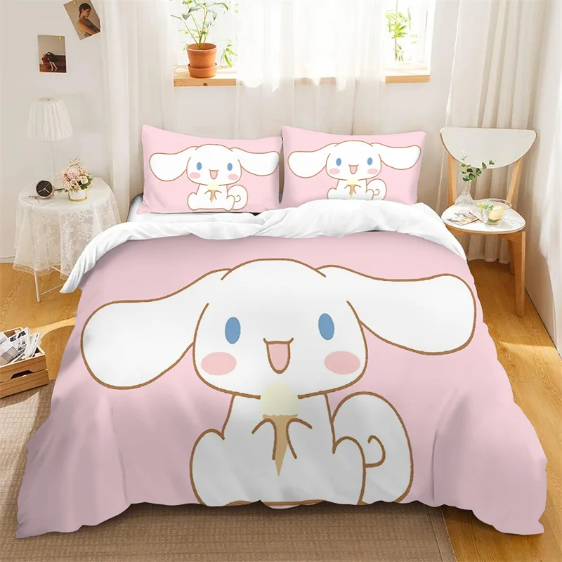 Duvet Cover Cinnamoroll Melody Children's Room Decoration One Quilt Cover Two Pillowcases Single Double Multiple Sizes Gift