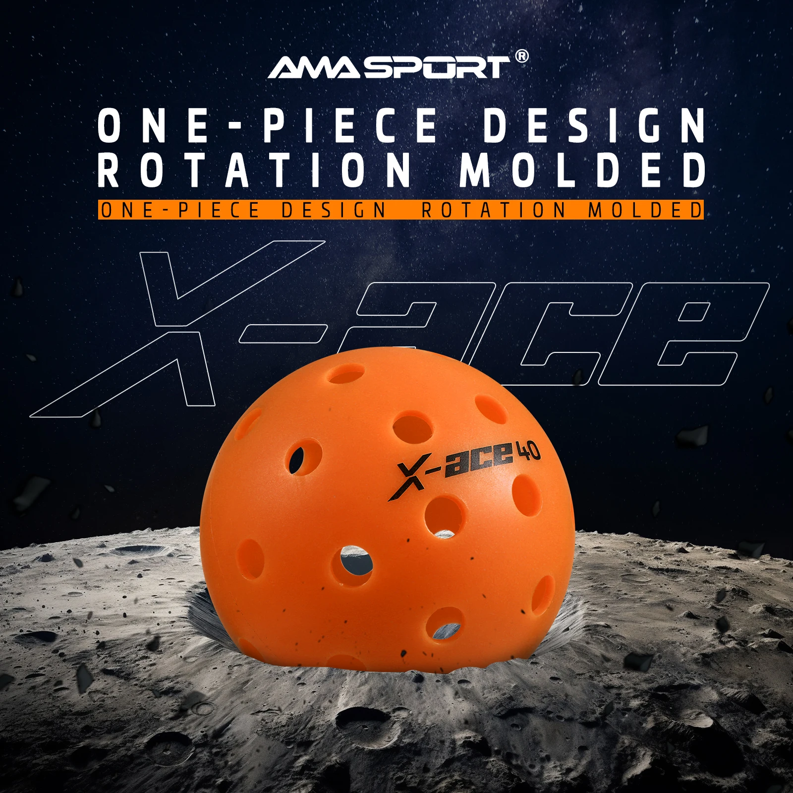 AMA Sport X-ACE Pickleballs 40 Hole Outdoor Pickleball Balls Crack-Resistant ONE Piece Balls 100% POP for Immediate Feedback-ORG