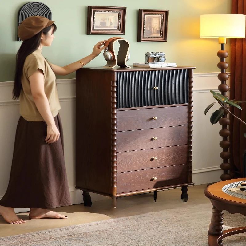 

French vintage solid wood chest of drawers bedroom living room vintage wall drawer storage cabinet bedroom storage cabinet