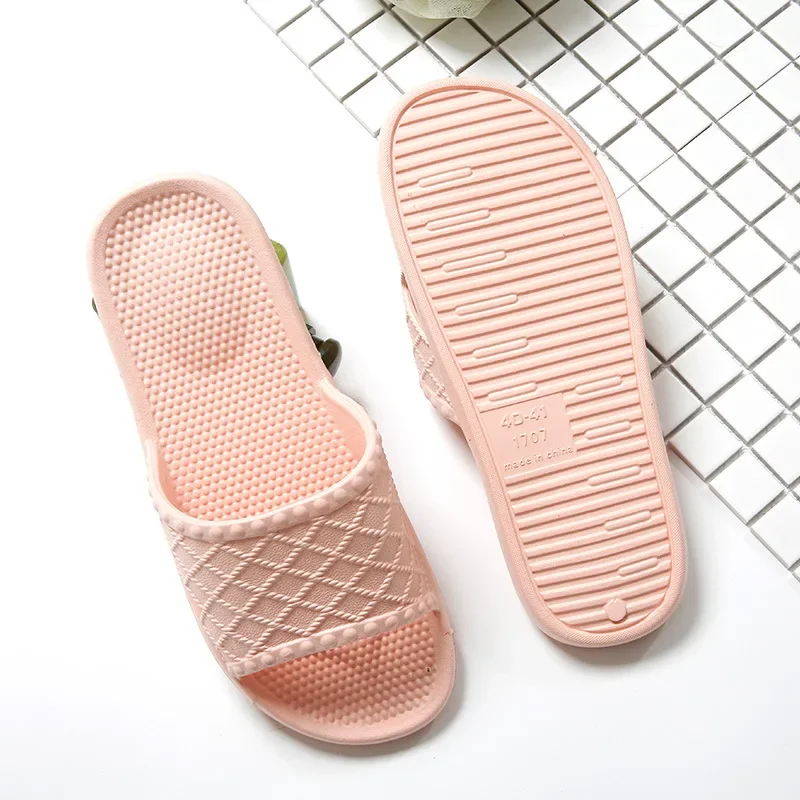 Home Slippers Summer Floor Skid Proof Floor Slippers Indoor Family Solid Color Flat Bathroom Slippers Bath Sandal Women