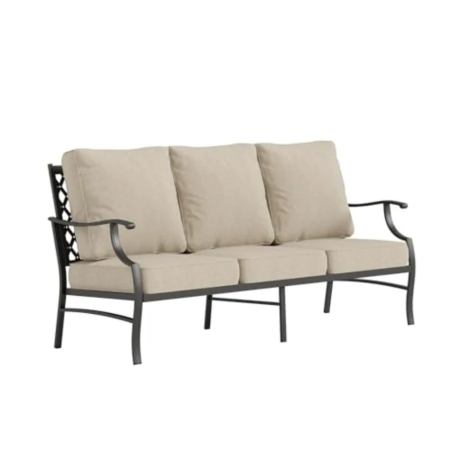 

Уличный диван для патио, 3-местный, с 5,75-дюймовыми сверхтолстыми водонепроницаемыми подушками, глубоким сиденьем и высокой спинкой, для заднего двора, террасы, веранды