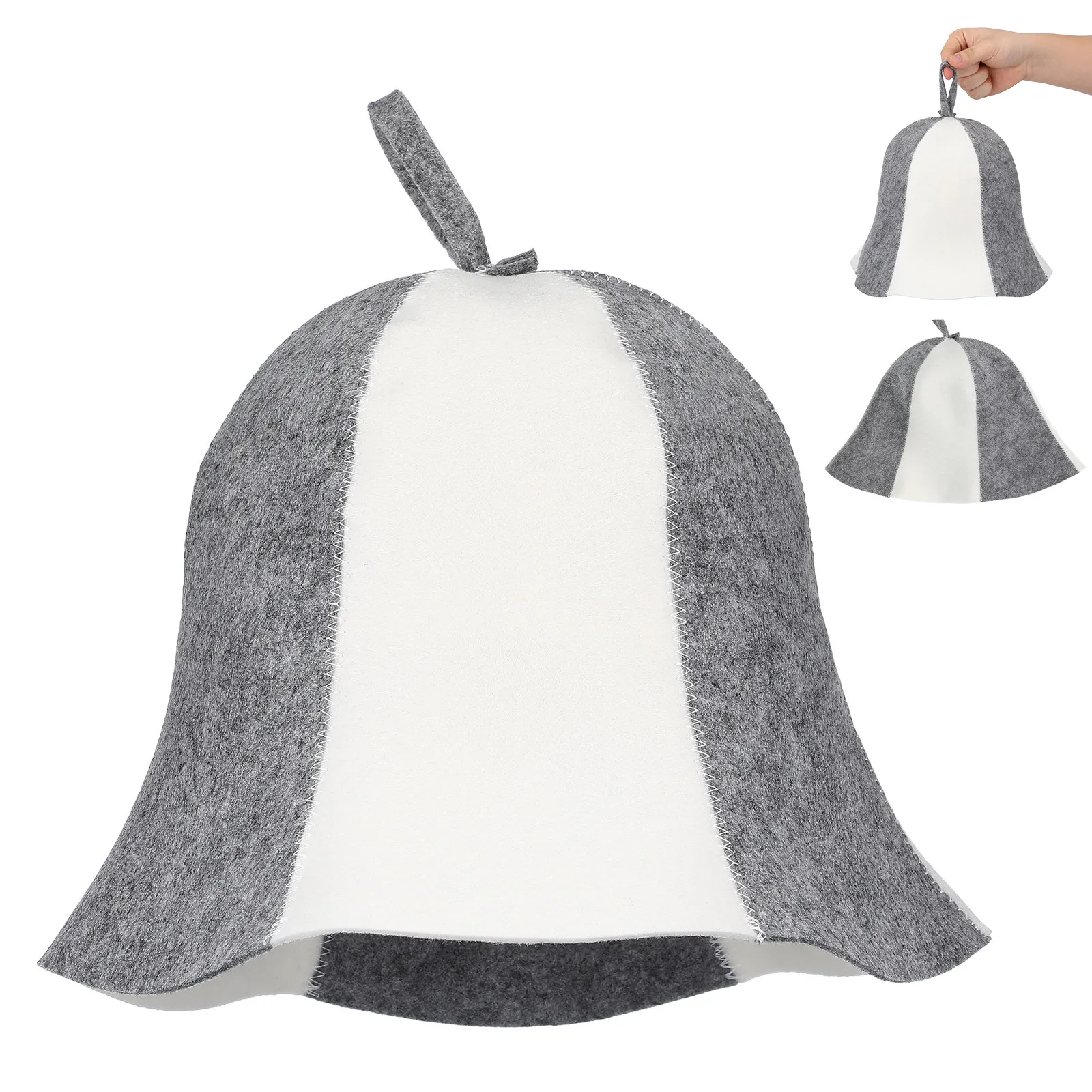 

2 Pcs Water Absorb Sauna Comfortable Thick Black Cap Hats Absorbent Felt Felted