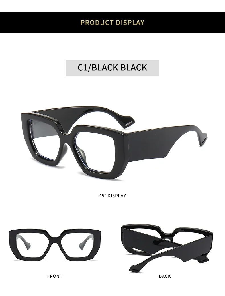 Dicken Rahmen übergroße quadratische Brille für Frauen Mode optische klare transparente Linse Brillen Computer schwarze Brille Retro – Detail 6