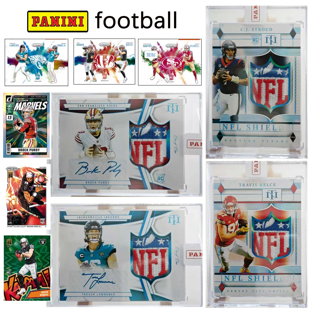 

PANINI 2024, сделай сам, домашний футбол, национальные сокровища, материал, коллекционная карта, кирпич, BROCK PURDY TRAVIS KELCE STROUD, праздничный подарок