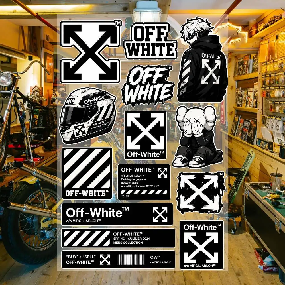 O-ff W-hI-T-e Aesthetic Graffiti Waterproof PVC Stickers for Car Motorcycle Skateboard Helmet Notebook