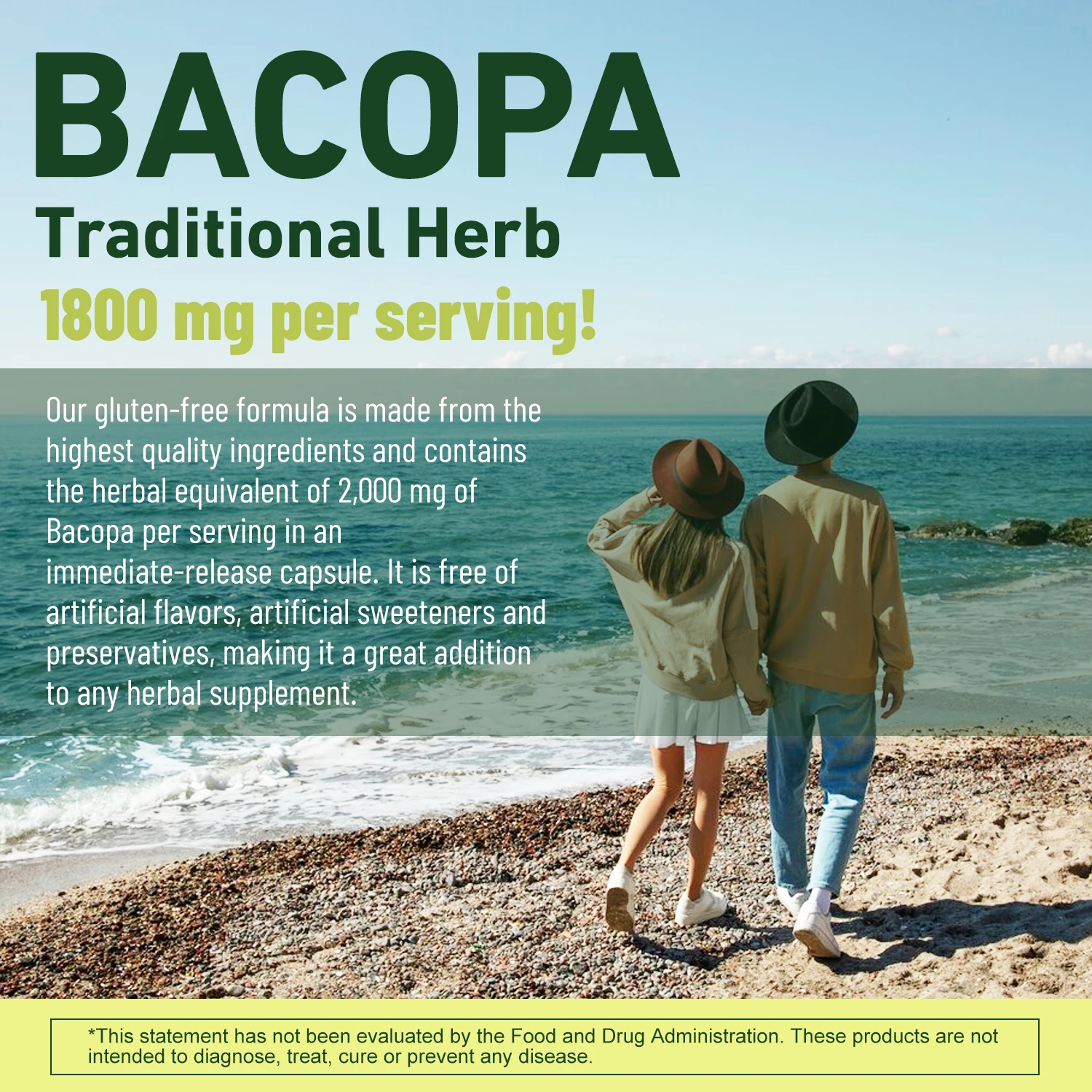 Bacopa Monnieri Extract - Boosts Brain Health Supports Performance Cognition and Focus Enhances Energy and Stamina