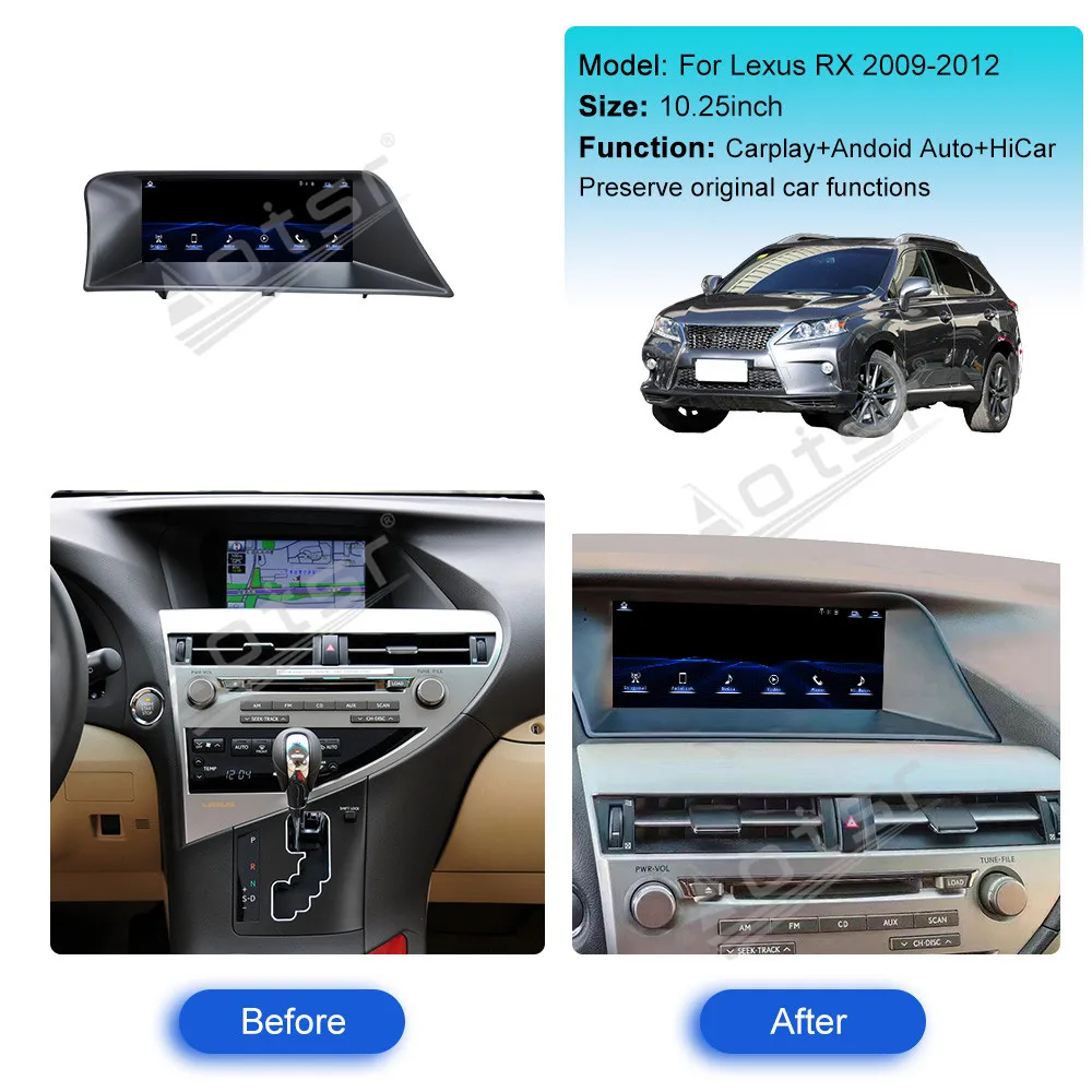 Android Car Radio Smooth and thin For Lexus RX 2009-2012 Video Player Stereo Auto GPS Navi DSP Carplay