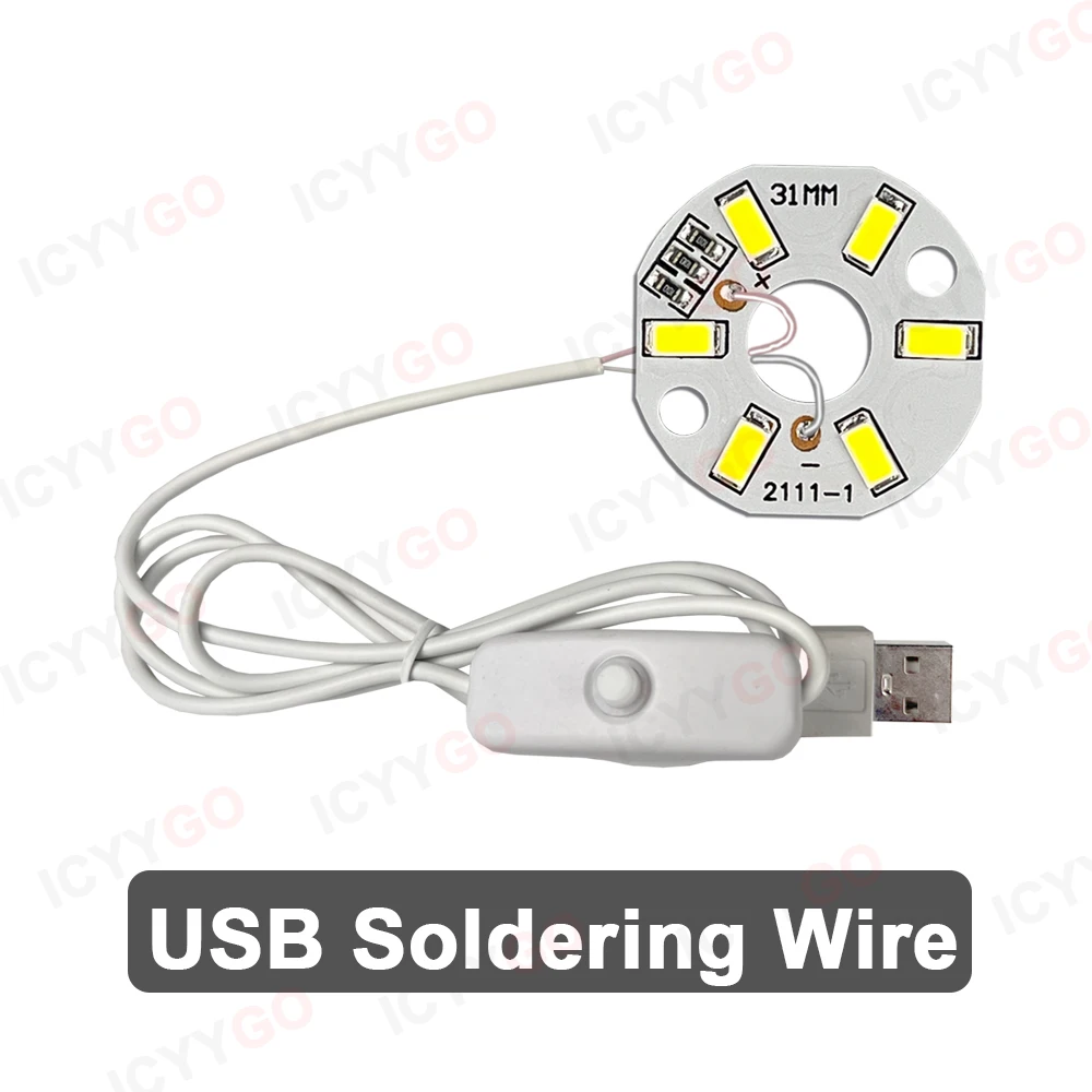 1 pieza DC5V 3W fuente de luz LED tablero de luz interruptor de encendido/apagado Cable controlador con tipo USB DIY Base de Luz LED tablero de luz PCB