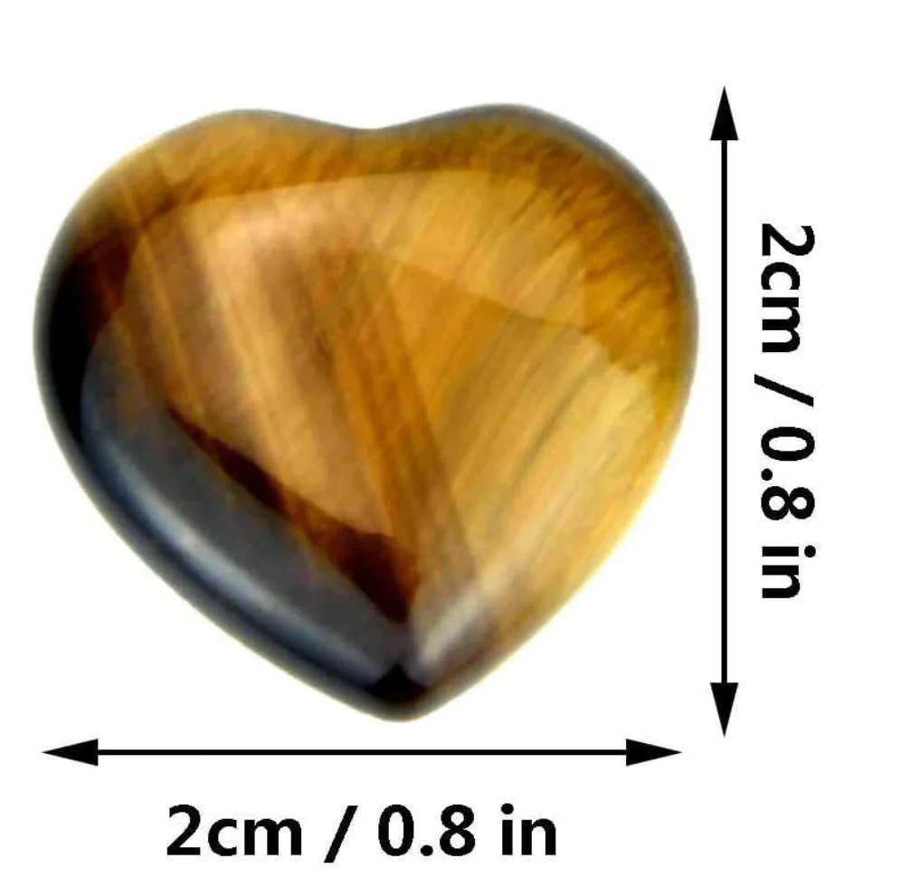 15Pcs 0.8 Inch Healing Crystal Natural Tiger Eye Stone Heart Love Carved Palm Worry Stone Chakra Reiki Balancing