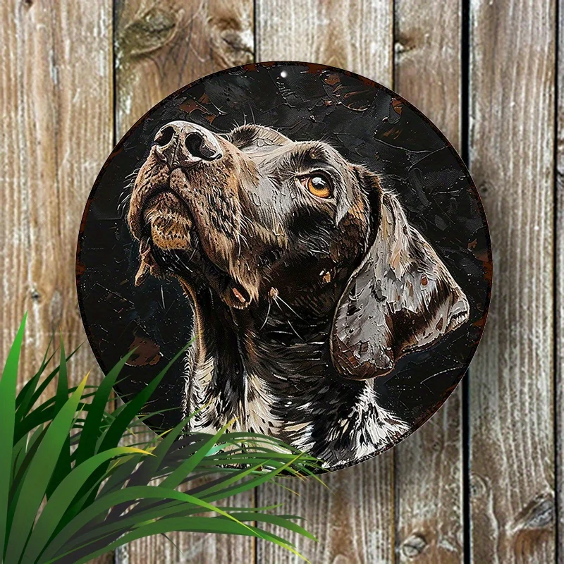 German Shorthaired Pointer Aluminum Art Sign Set, UV Resistant & Waterproof Impasto Style Dog Decor, Lightweight Metal - 8 Inch