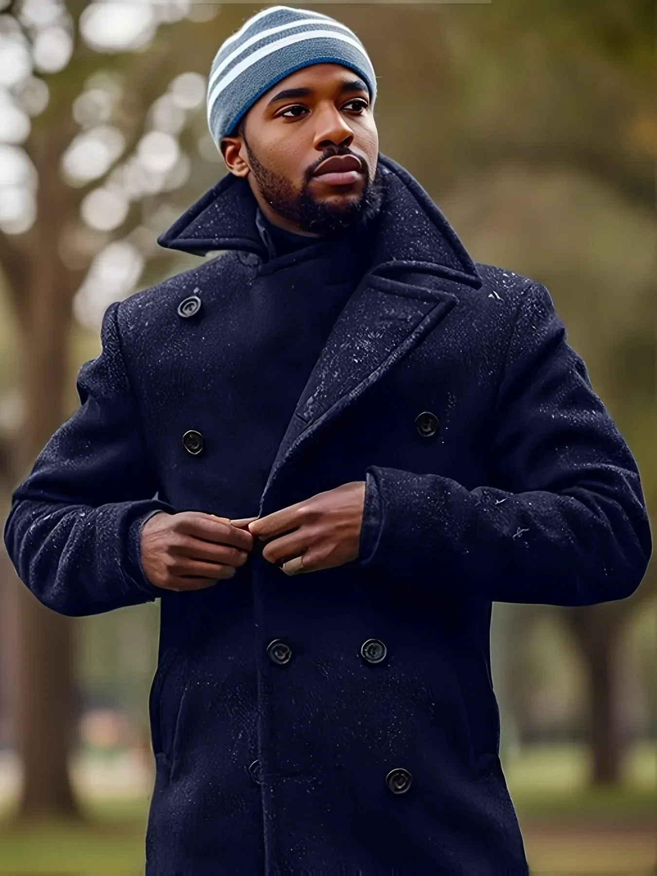 Men\'s British Woolen Overcoat for Autumn and Winter 2024, European and American Casual Lapel Single-breasted Solid Color Coat