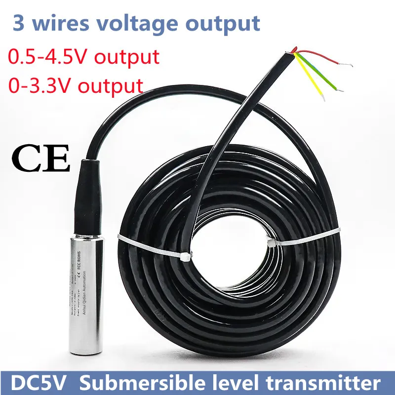 

5V power supply IP68 Hydrostatic pressure Level Sensor Transmitter 0.5-4.5V 0-3.3V output FLUID LEVEL SENSOR