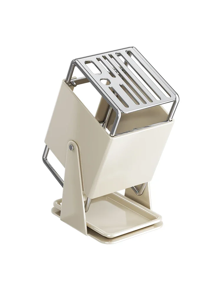 Stainless Steel Kitchen Knife Holder Rotatable Multi-functional Storage Rack High Aesthetic Value Non-slip Cutting Board Stand