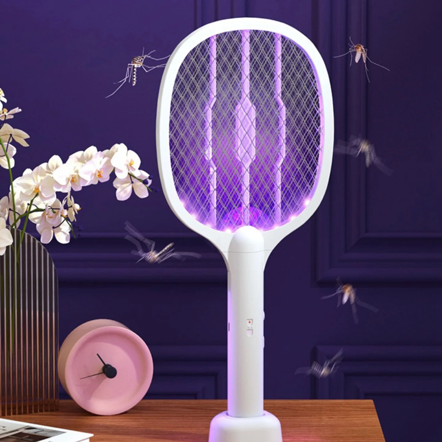 USB Electric Shock Mosquito Lamp Portable Handheld USB Charging Fly Swatter Electric Shock Triple-layer Mesh Lamp Home Tools