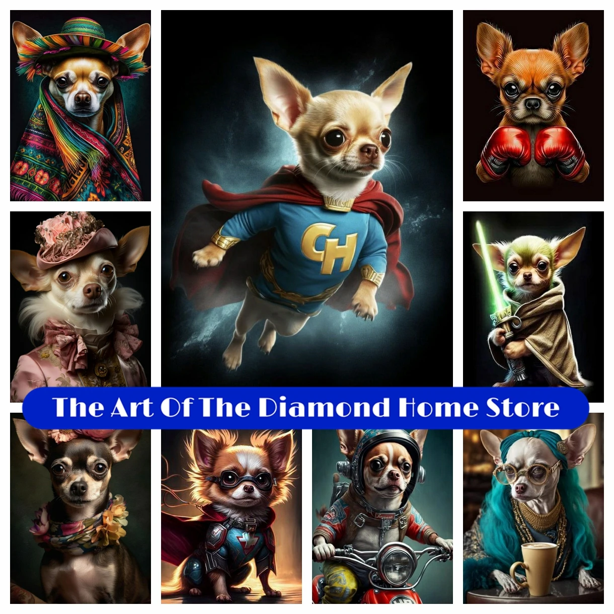 

AB Drills Diamond Painting Chihuahua Pet Dog The Small Animal Wall Art Cross Stitch Embroidery Picture Mosaic Bedroom Decor Gift