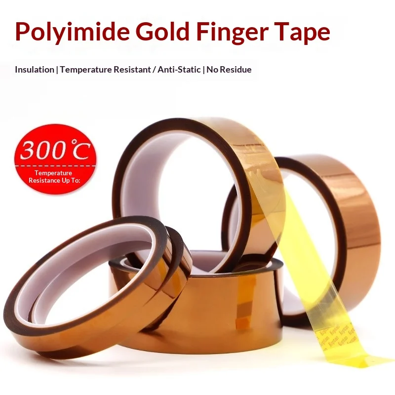 30m Long Gold Finger High Temperature Resistant Tape Polyimide Tape Multi Size Pet Anti Static Lithium Battery Insulation Tape