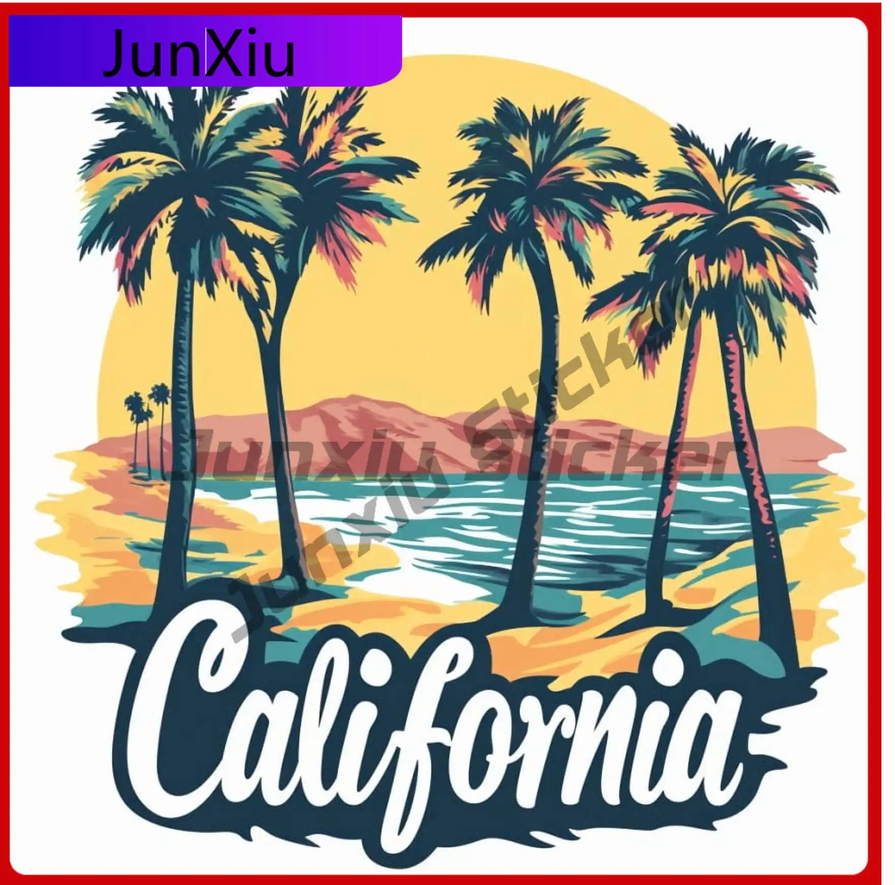 

California Beach Sunset Palm Aesthetic Car Laptop Window Bumper Waterproof Vinyl Decal Decoration Unique Trendy Trendy Cute
