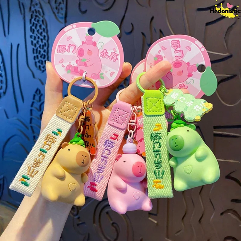 

New Cartoon Capibala Vocal Keychain Cute Doll Chain For Backpack Wallet Key Car Decoration Acg Pendant Collection Holiday Gifts