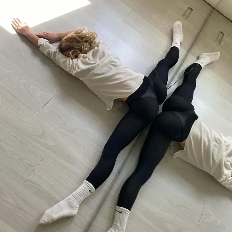 ไม่มีรอยต่อ Spliced กางเกงขายาวผู้หญิงเซ็กซี่ยกสะโพก Tights ยืดเอวสูง GYM การฝึกอบรมวิ่งแฟชั่นโยคะกีฬา Leggings