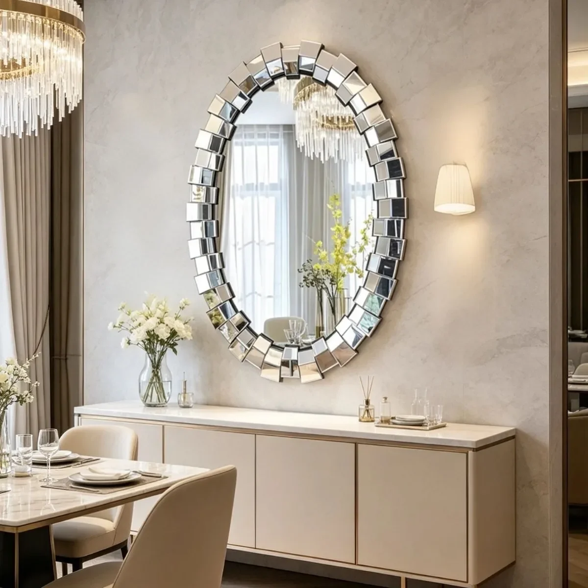 c69  European light luxury bathroom mirror wall wall bathroom mirror makeup mirror concave-convex three-dimensional