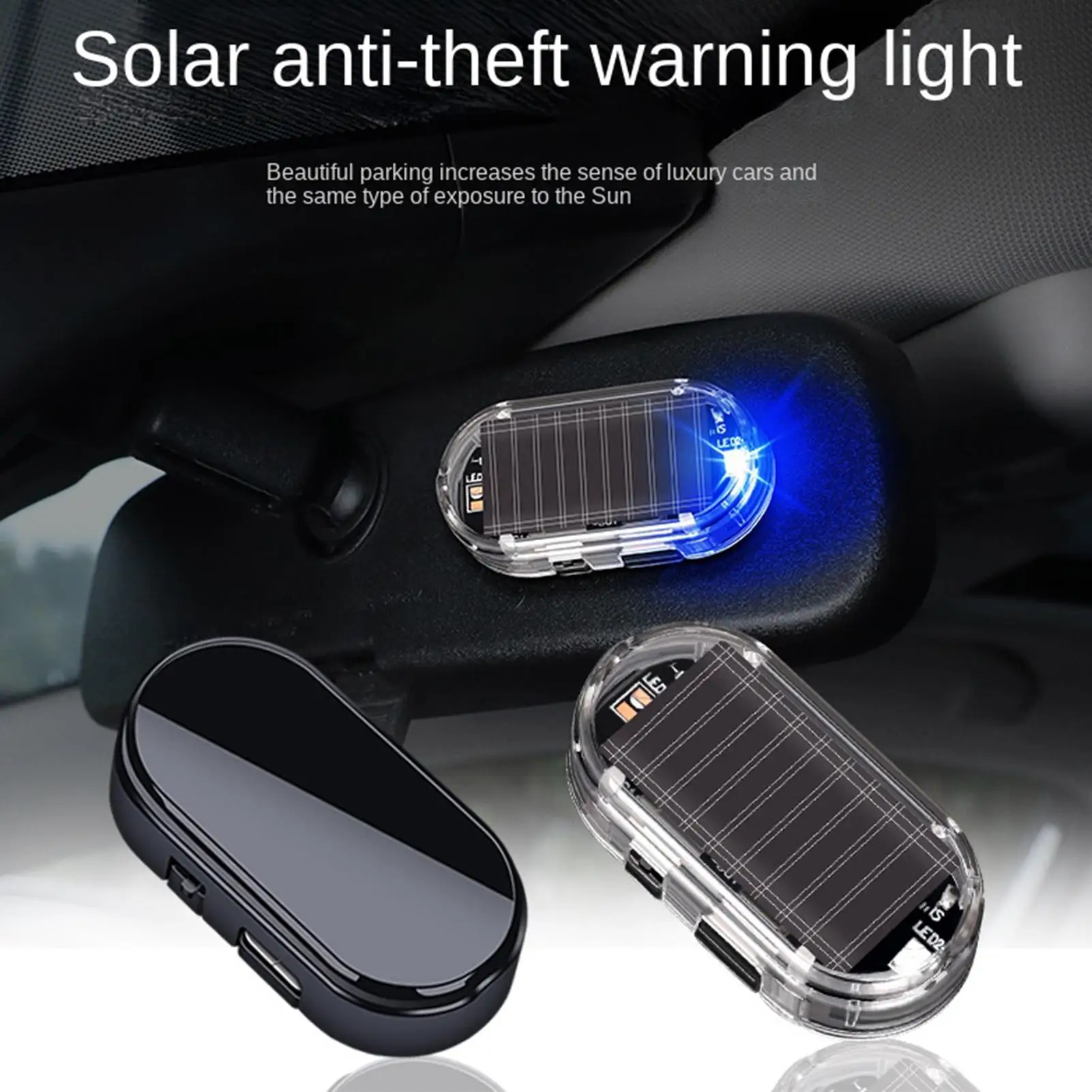 Car Alarm Light Solar Charging Anti-Theft Warning LED Simulated Alarm Light For Car For Sedan Truck Caravan Garage Overnight