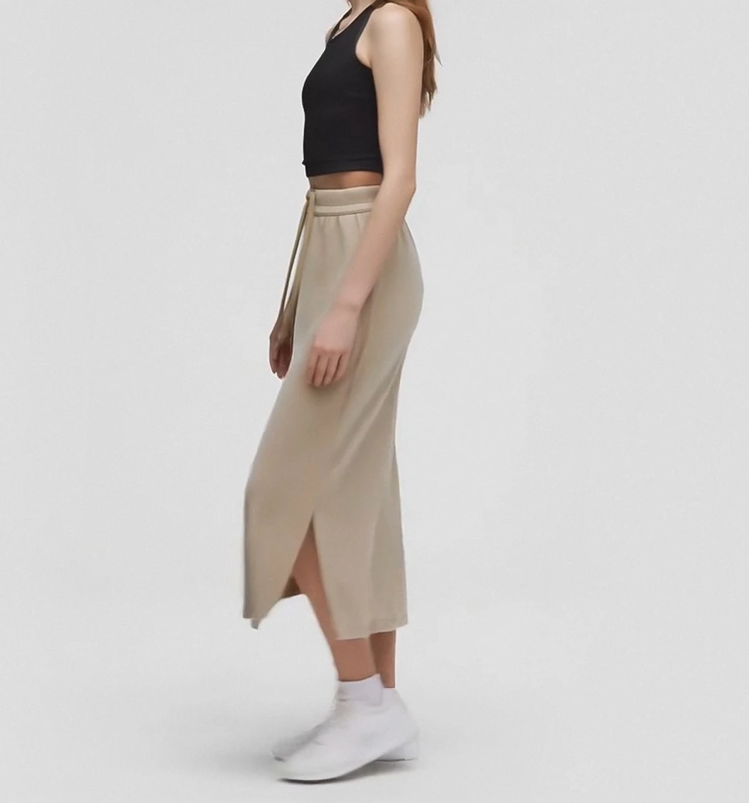 Modal air layer softstrome loose meat-covering skirt slit to make you look thin straight-tube casual fitness yoga skirt