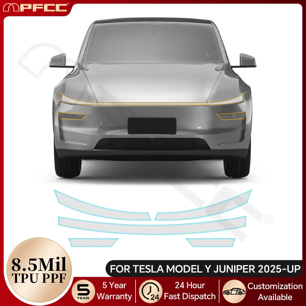 

For Tesla Model Y Juniper 2025 2026 8.5Mil TPU Headlight Rearview A B Pillows Protection Film Pre-cut PPF Clear Bra Anti-Scratch