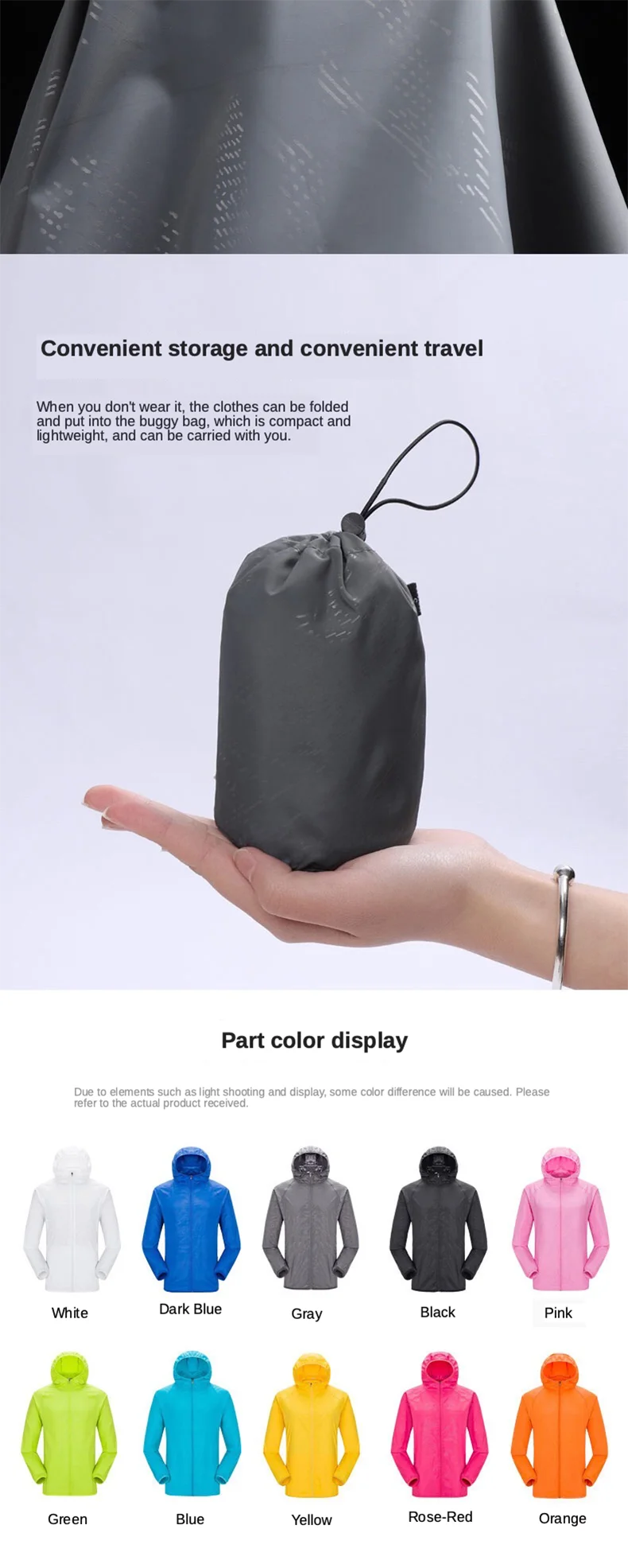 Jnln Camping Regen jacke Männer Frauen wasserdichte Sonnenschutz kleidung Angeln Jagd kleidung schnell trocknende Wind jacke mit Tasche – Detail 9
