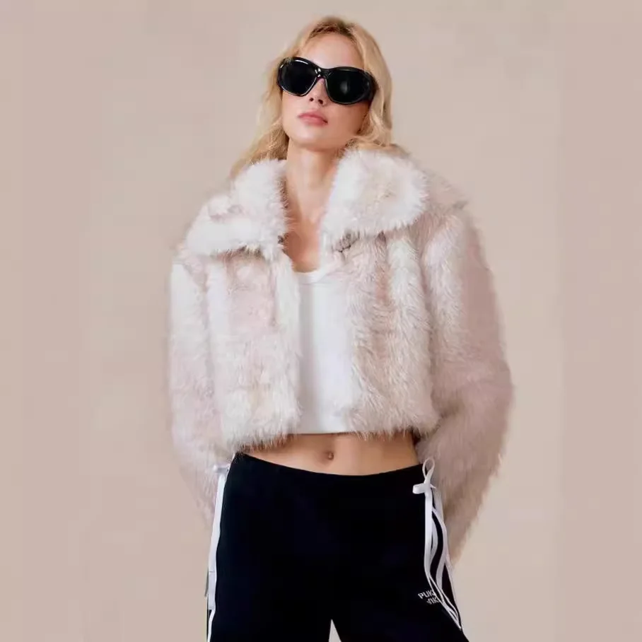 Faux Fox Fur Tip Dyed Short Plush Thick Warm Women's Coat 4