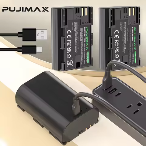 PUJIMAX 2600mAh LP-E6NH LP E6NH LP E6 LP-E6 Battery with Type-C Input For Canon R7 R5 R6 R 5D IV/III/II 6D 6D II 7D 7D II 60D