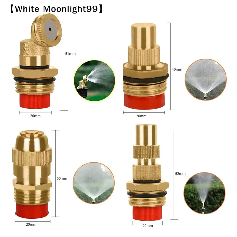 Brass Adjustable Garden Sprinkler Nozzle Set Multi Pattern Water Spray Nozzle For Lawn Irrigation Patio Plant Watering〔White〕