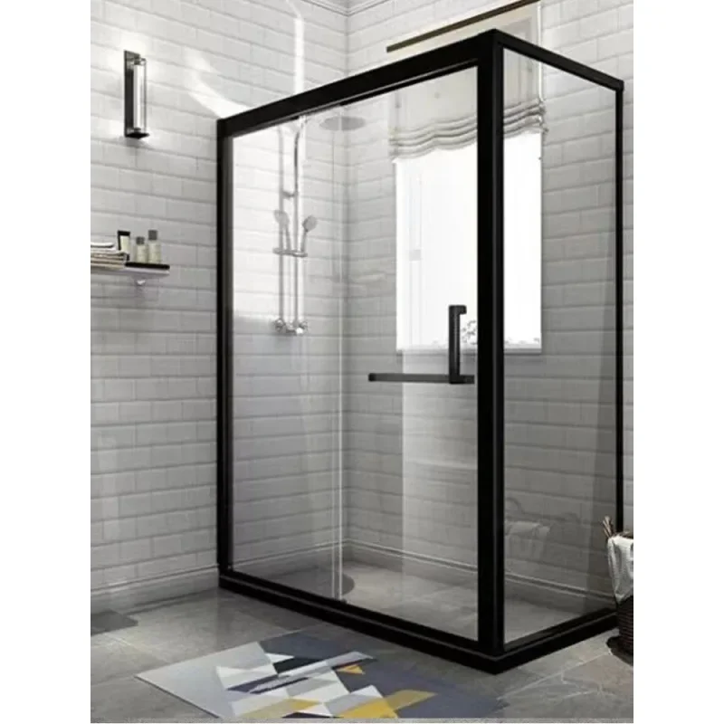 Bathroom partition, glass shower room, dry and wet separation, L-shaped shower, household bathroom sliding door