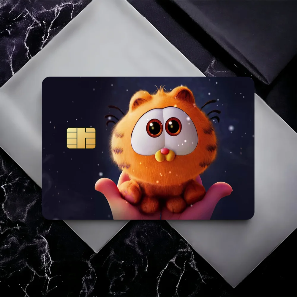 Film Cartoon Garfield Cute Bank Credit Cards Bus Pass Stickers Cool Decoration Waterproof 4PCS Card