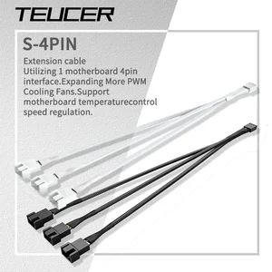 TEUCER-CPU Fan güç Adaptörü Kablosu, Uzatma Fanı PC Kasa, bir Dişi 3/4 Pin Splitter Kablo 4 Pin-2 Pin-3 Ve Pin-4 Anakart Kablodaki 6 büyük satış, fan-4-pin-no. 5